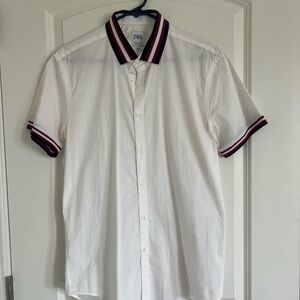 Zara White Shirt with Black and Red Accents